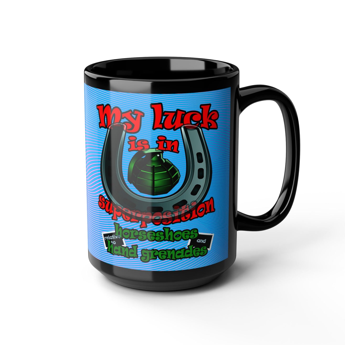 my luck - Black Mug (light blue-purple wave)