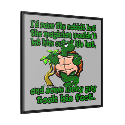 turtle race - framed canvas art (light grey)