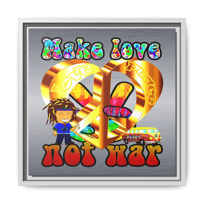 love peace - framed canvas art (brushed nickel)