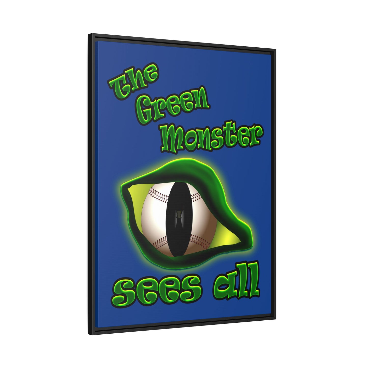 green monster - framed canvas art (dark blue)