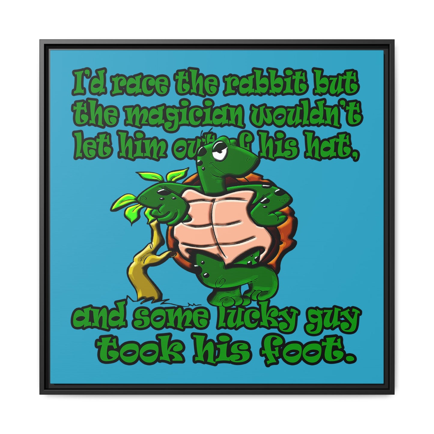 turtle race - framed canvas art (turquoise)
