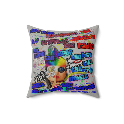 drop the beat - Faux Suede Square Pillow - (light grey)