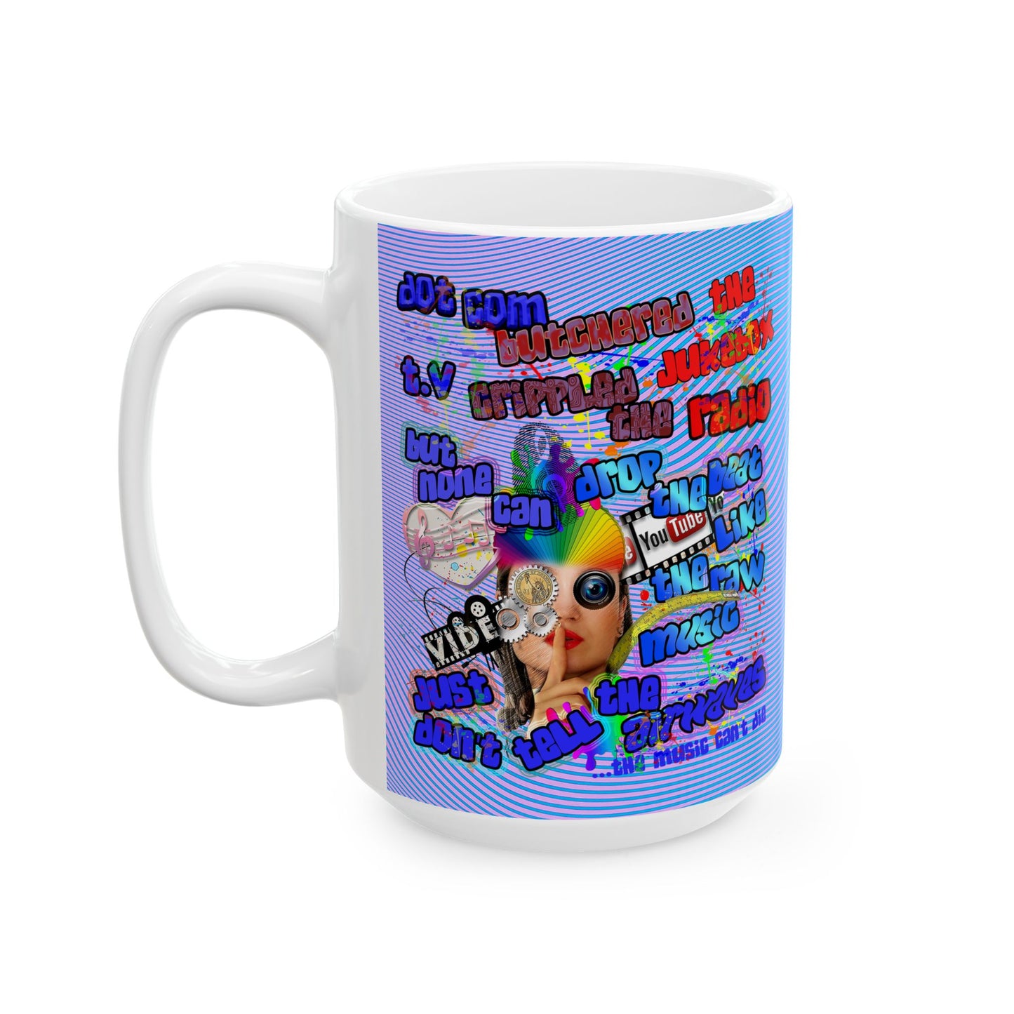 drop the beat - White Mug (light blue-purple wave)