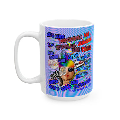 drop the beat - White Mug (light blue-purple wave)