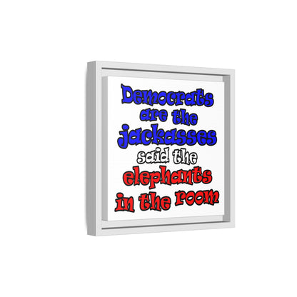 donkeys and elephants - framed canvas art (white)