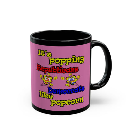 popping like popcorn - Black Mug (light pink)