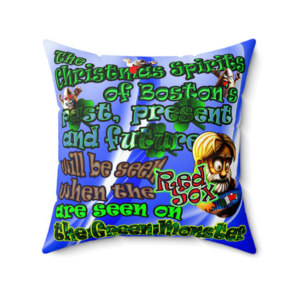 christmas spirits of boston - Spun Polyester Square Pillow - (blue-white wave)