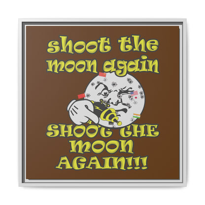 shoot the moon again - framed canvas art (brown)