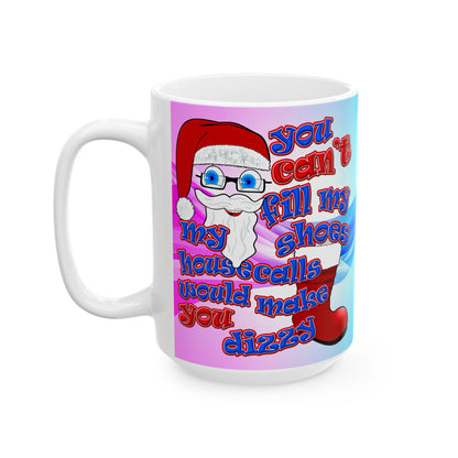 santa's shoes - White Mug (light blue-pink wave)