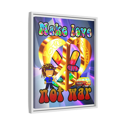 love peace - framed canvas art (grey-pink wave)