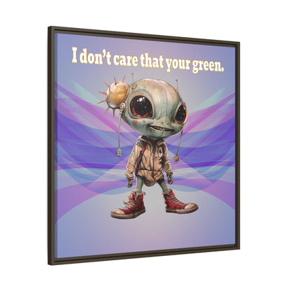 I don't care that your green - framed canvas art (light blue-pink wave)