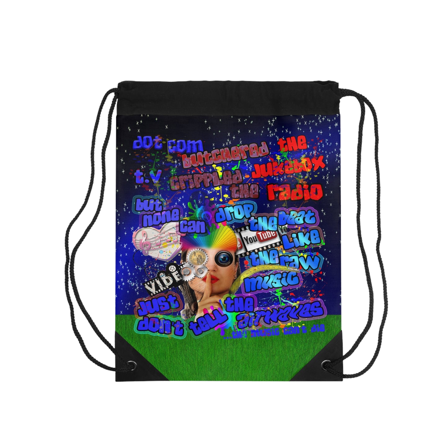 drop the beat - Drawstring Bag ('snoops' background)