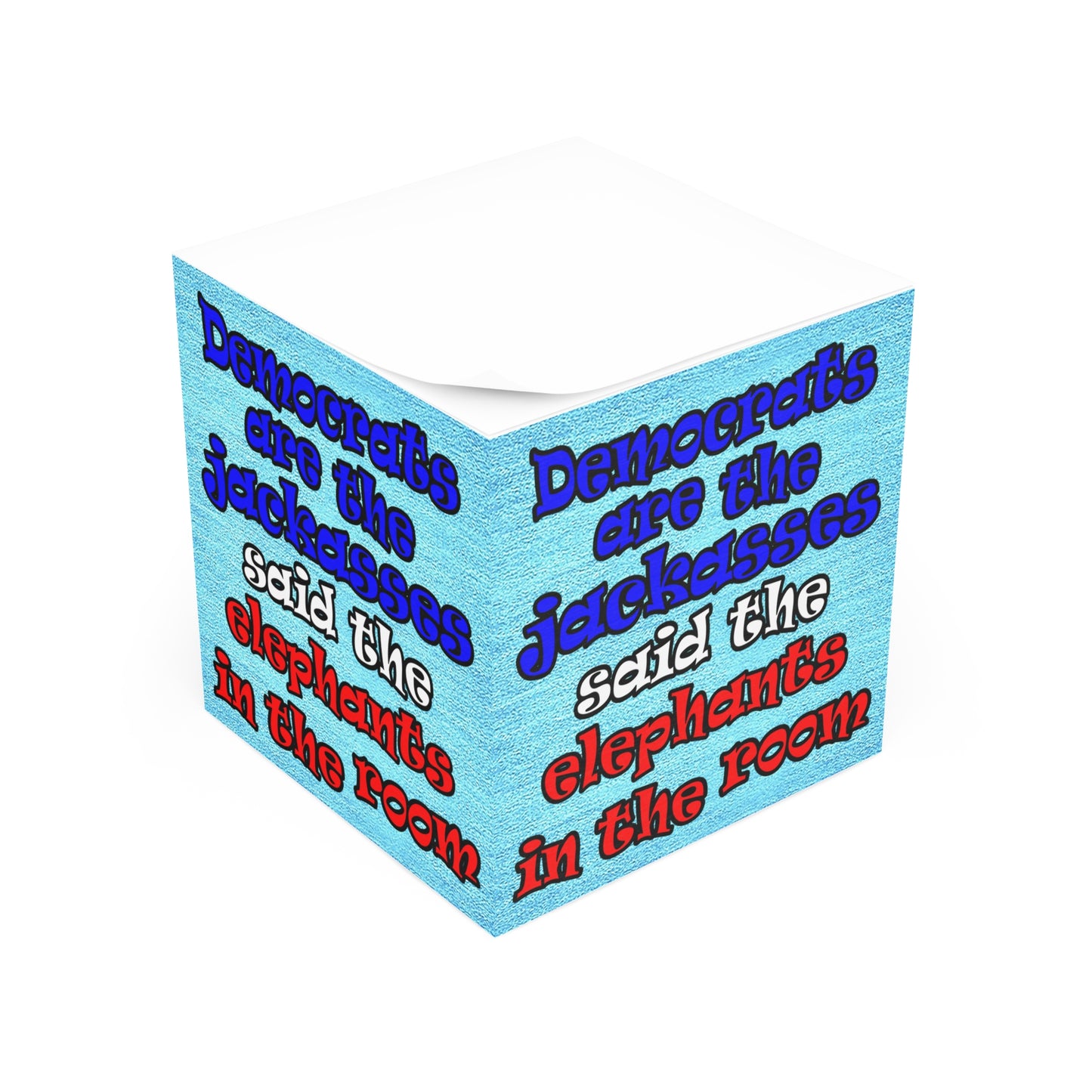 donkeys and elephants - note cube (faded blue)