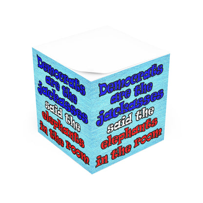 donkeys and elephants - note cube (faded blue)