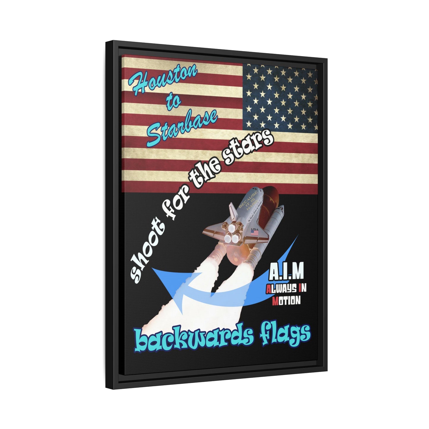 shoot for the stars - framed canvas art (black)
