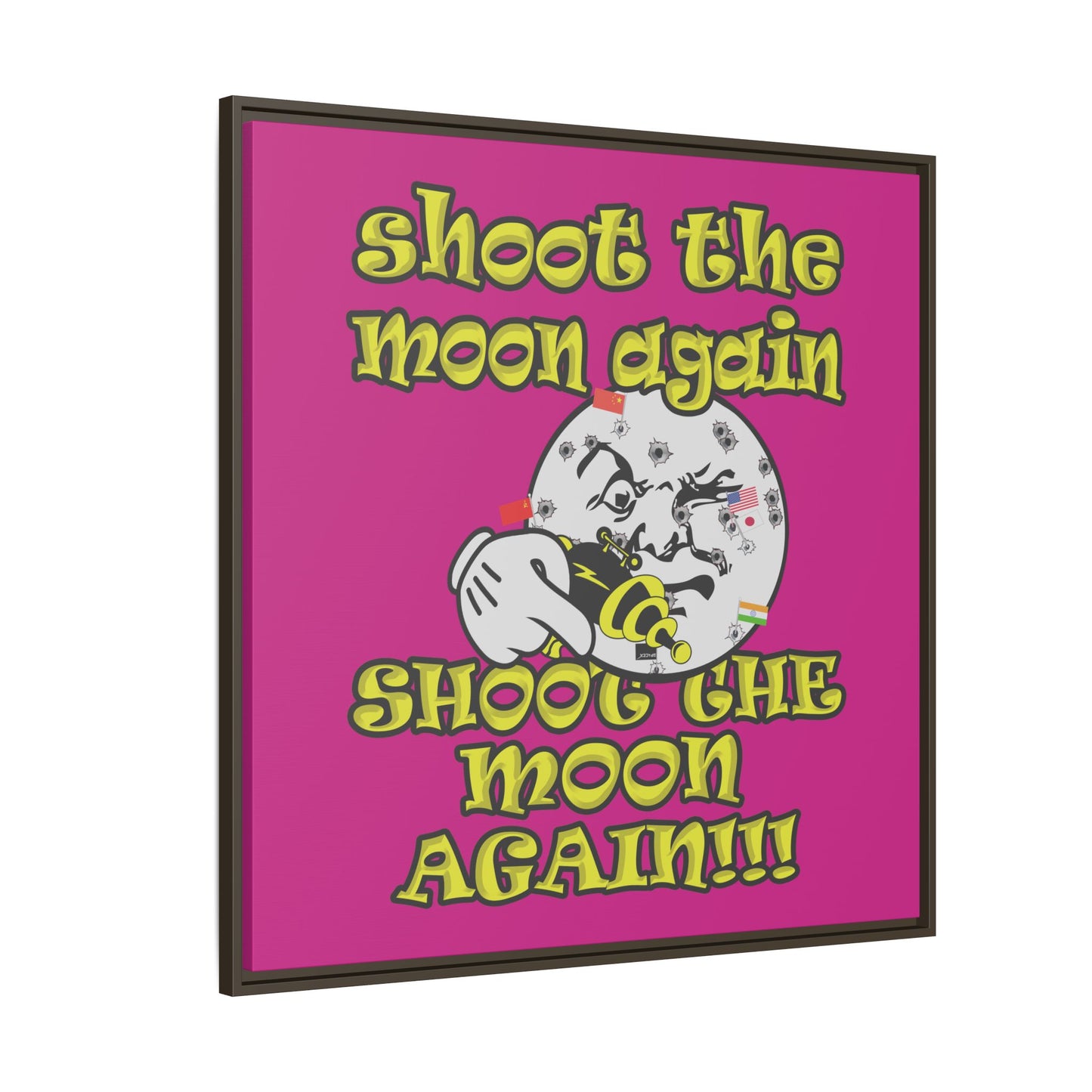 shoot the moon again - framed canvas art (pink)
