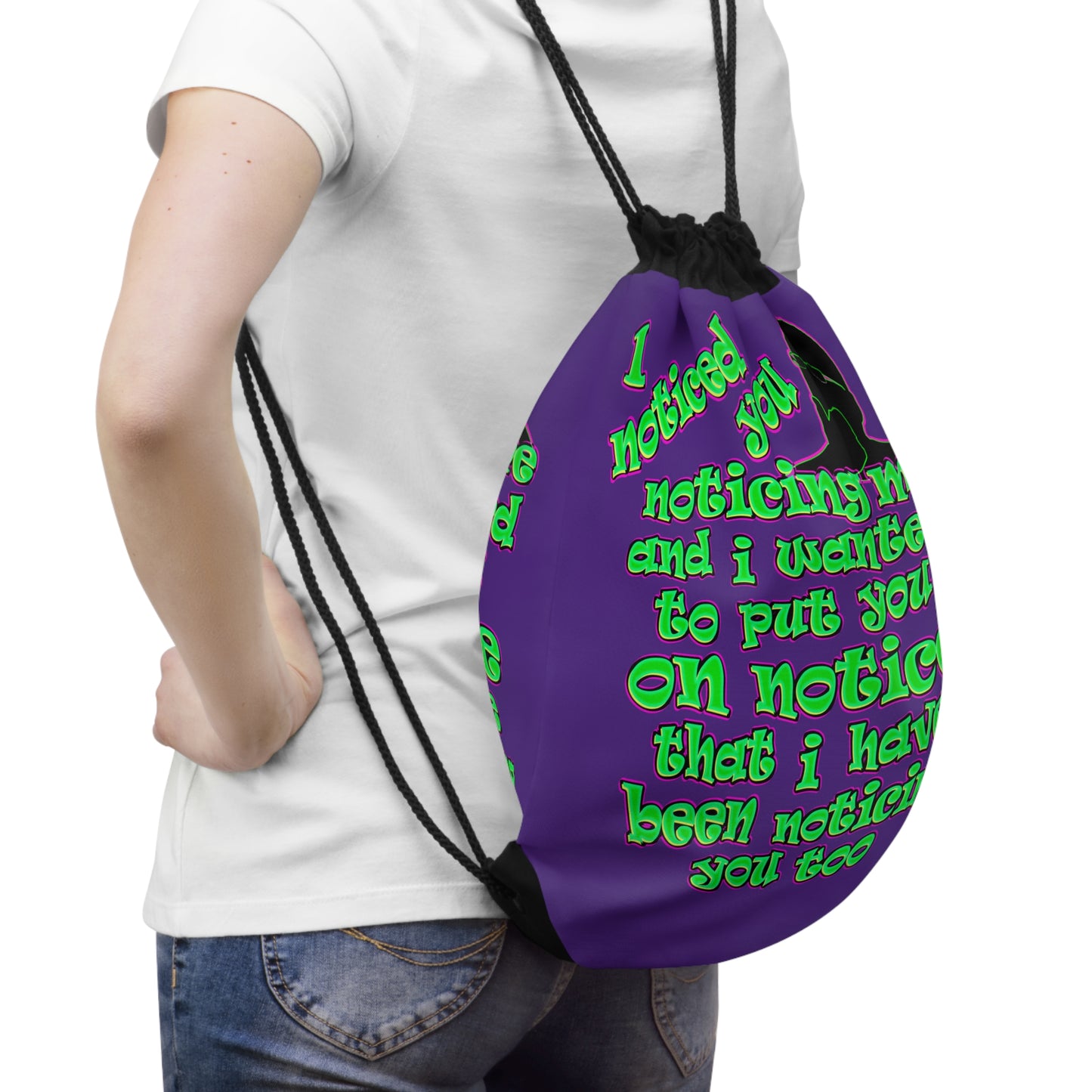 noticed you noticing - Drawstring Bag (purple)
