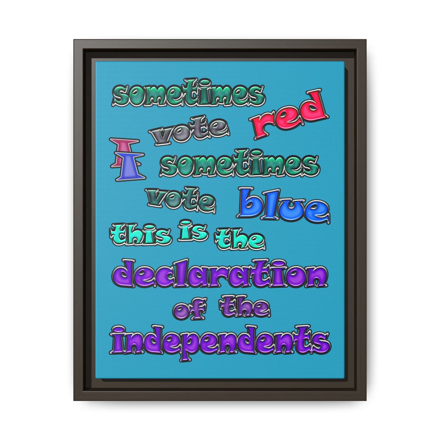 declaration of the independents - framed canvas art (turquoise)