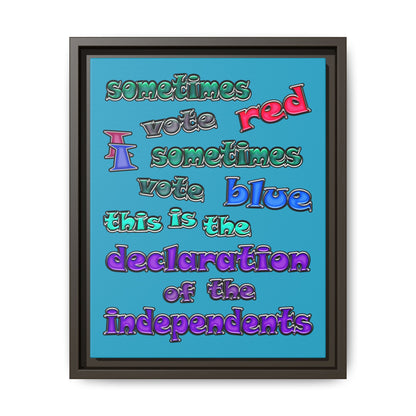 declaration of the independents - framed canvas art (turquoise)