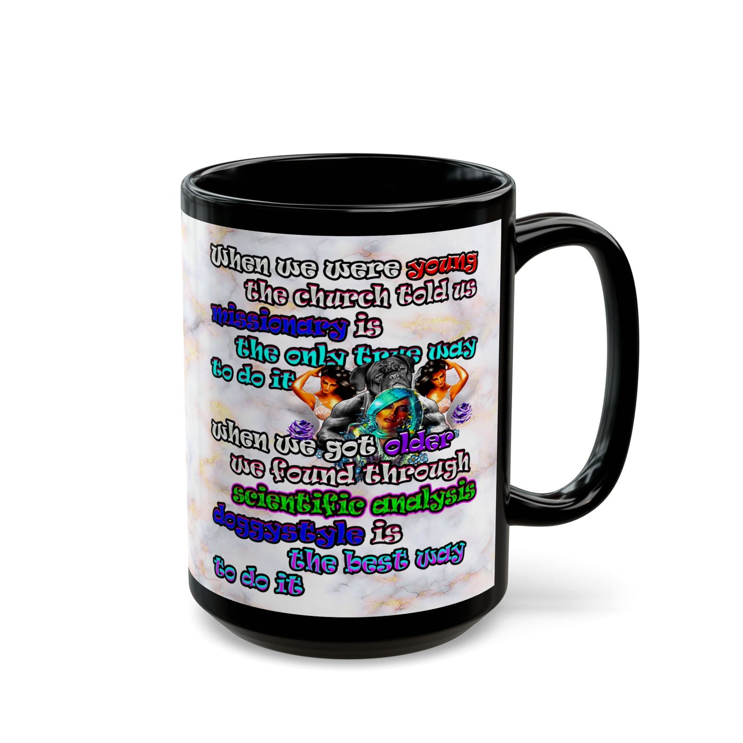 doggystyle - Black Mug (white marble)