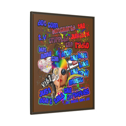 drop the beat - framed canvas art (brown)