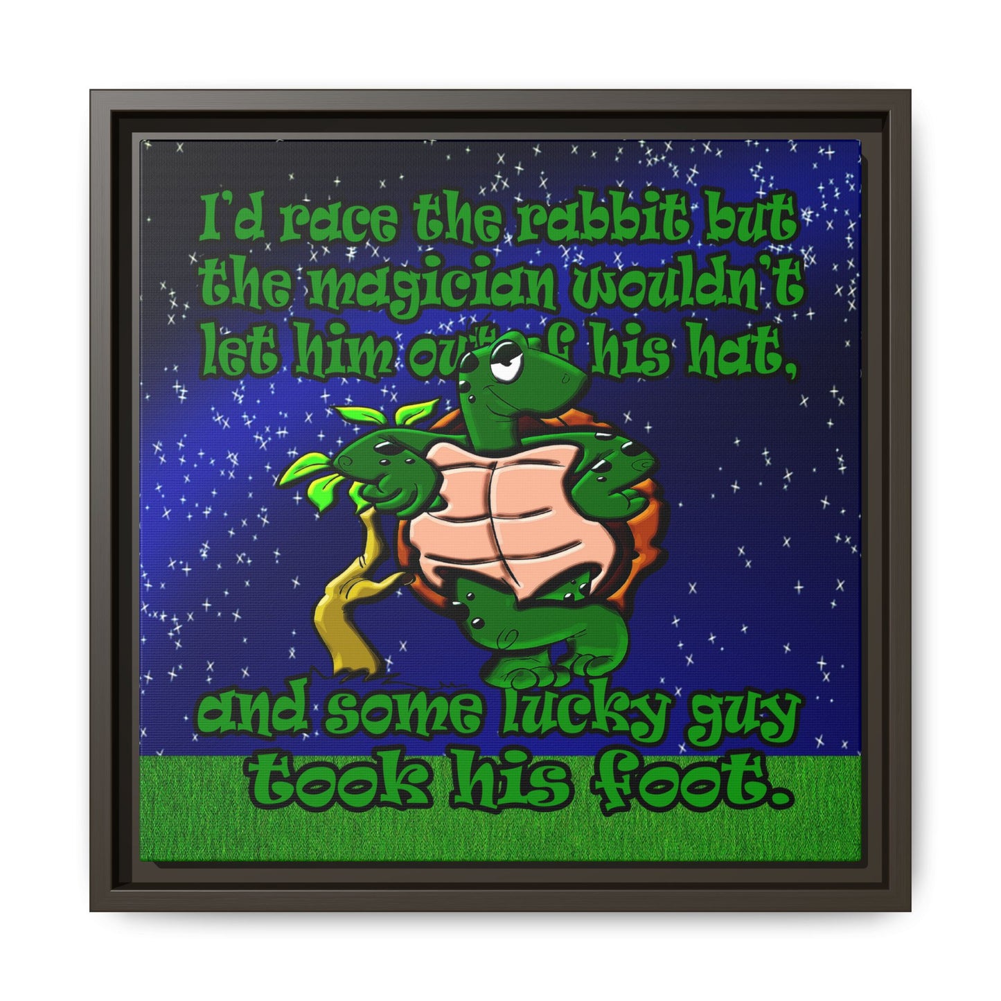 turtle race - framed canvas art ('snoops' background)
