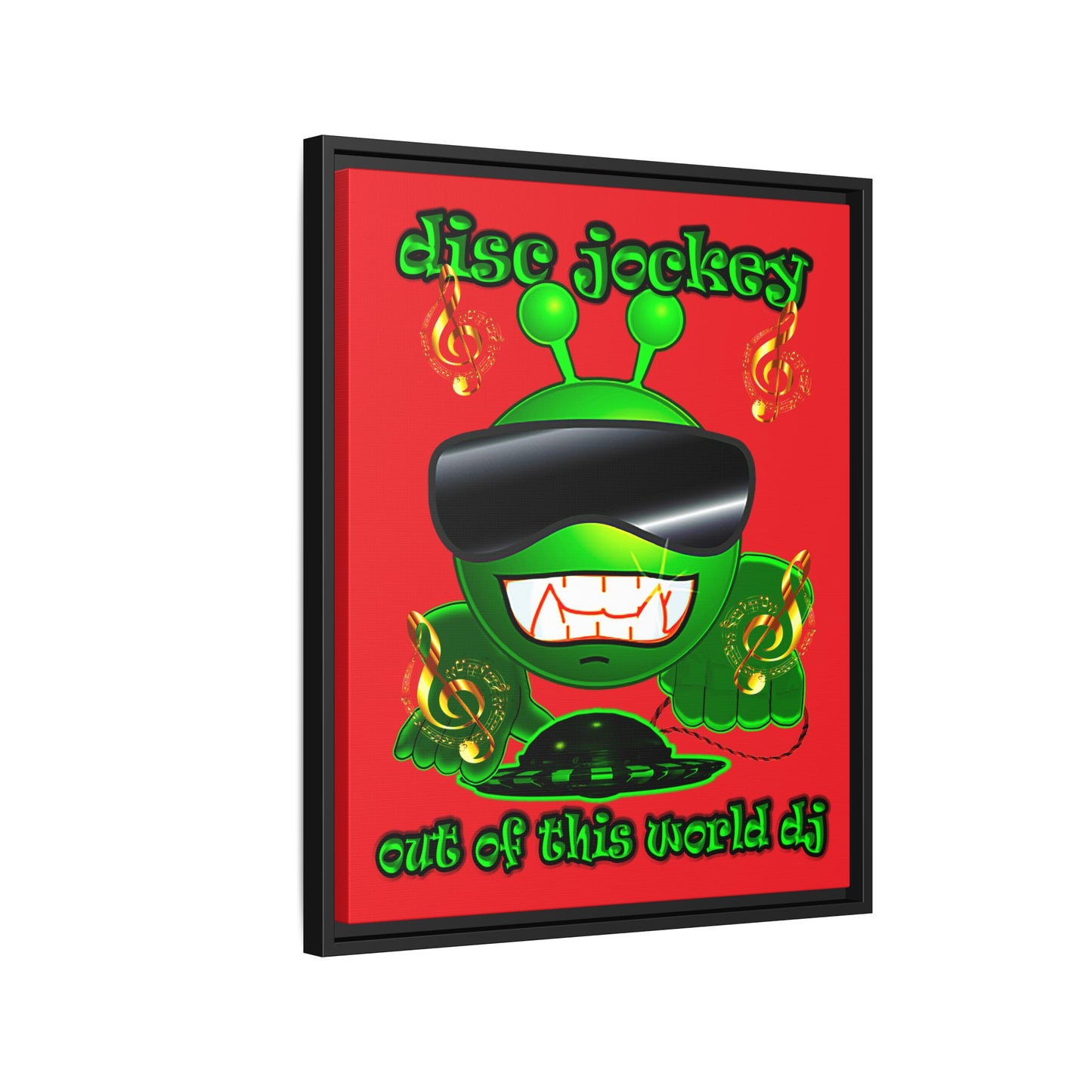 disc jockey - framed canvas art (red)