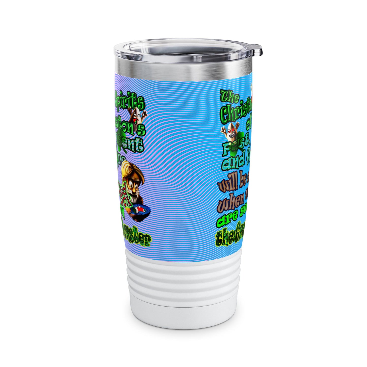 christmas spirits of boston - Ringneck Tumbler, 20oz (light blue-purple wave)