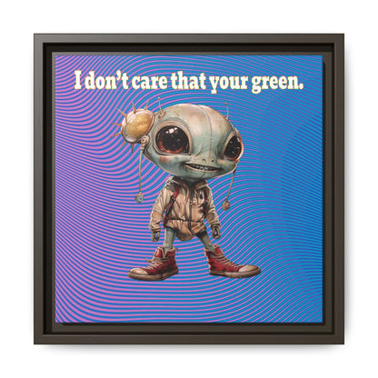 I don't care that your green - framed canvas art (light blue-purple wave)
