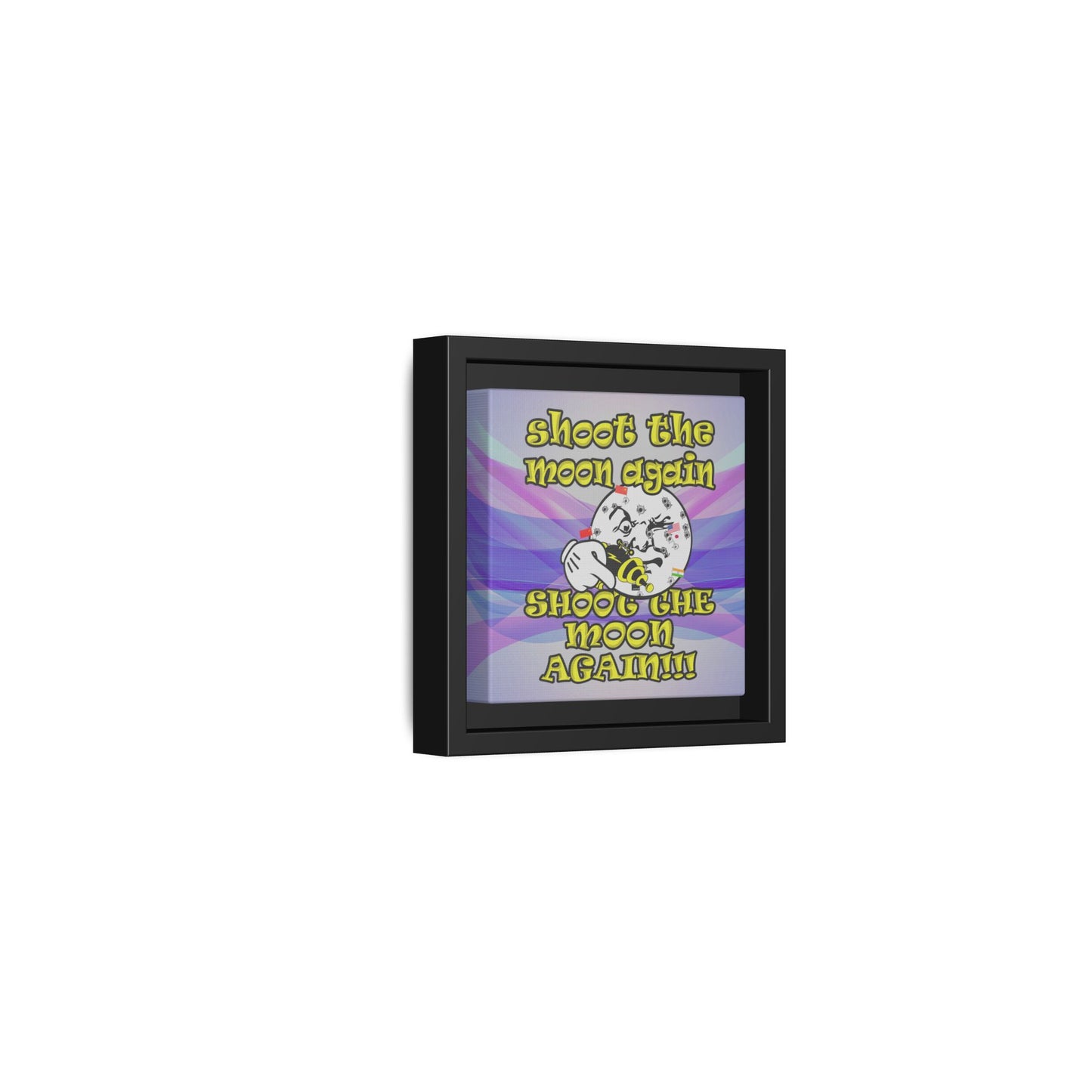 shoot the moon again - framed canvas art (light blue-pink wave)