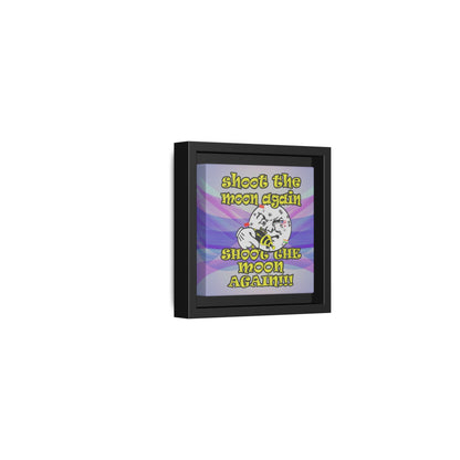 shoot the moon again - framed canvas art (light blue-pink wave)