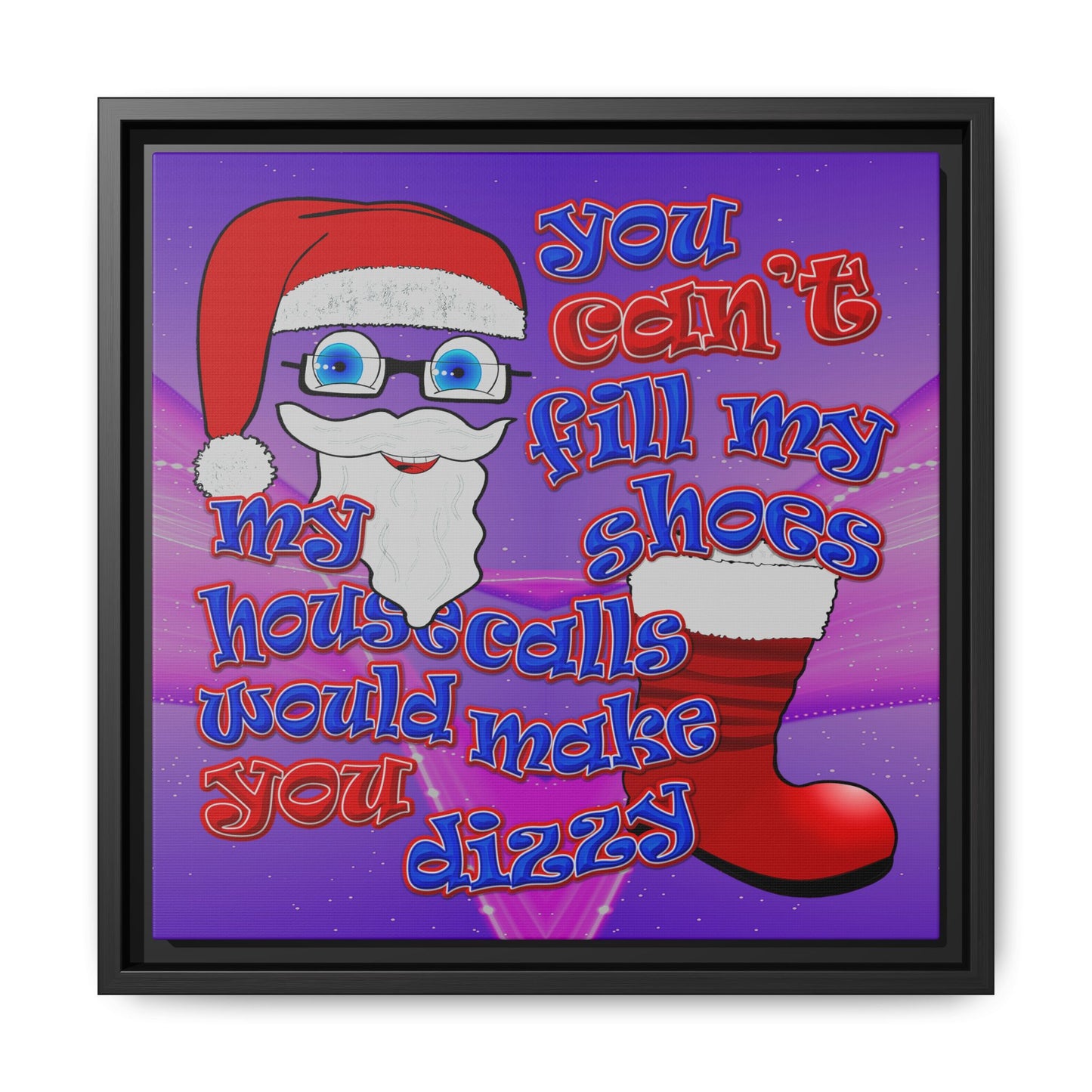 santa's shoes - framed canvas art (purple-pink wave)