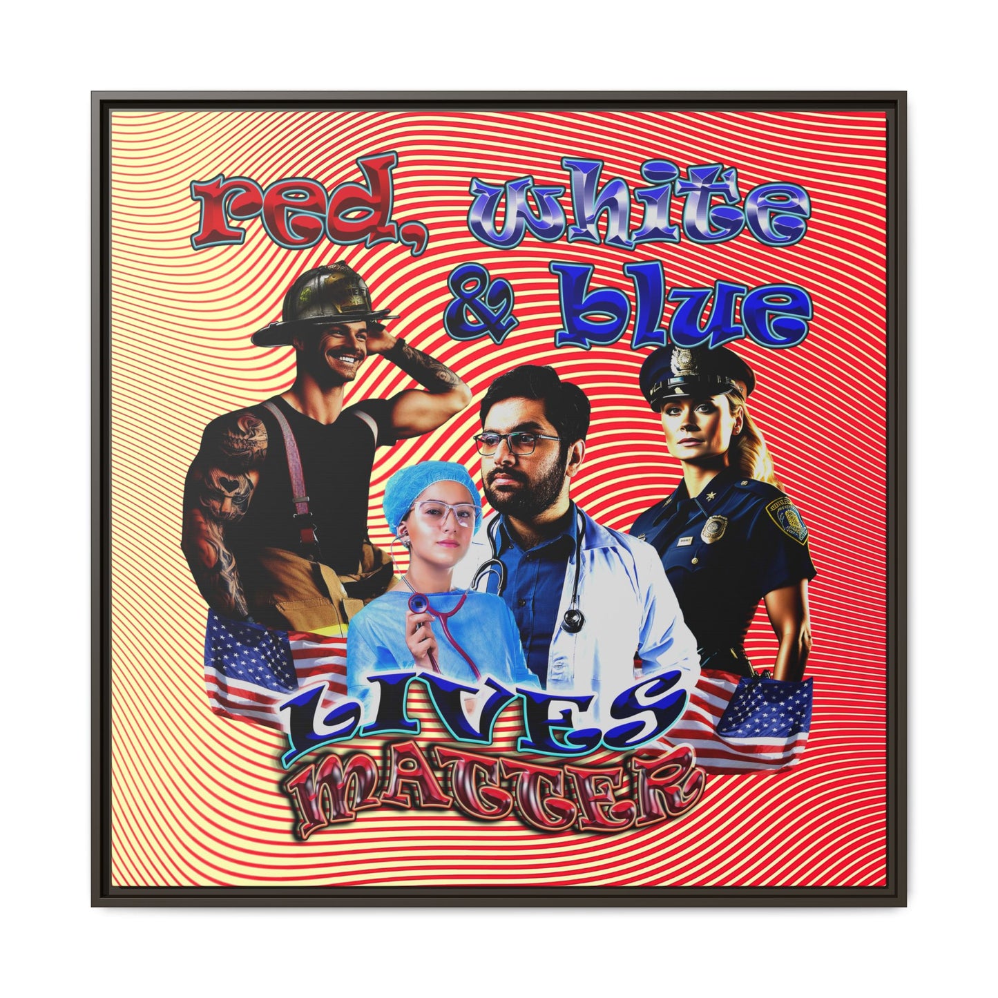 rw&b lives matter - framed canvas art (yellow-orange wave)