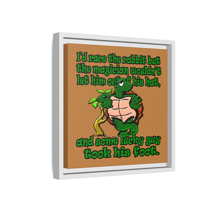 turtle race - framed canvas art (light brown)