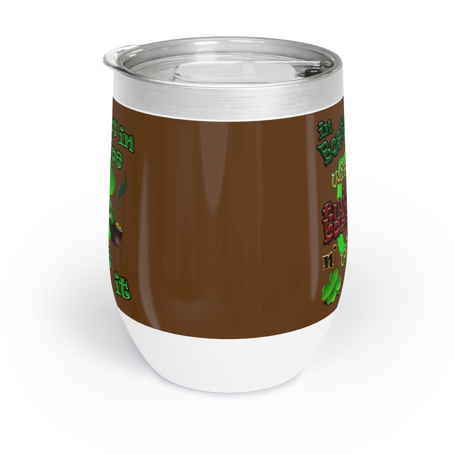celtics logo - Chill Wine Tumbler (brown)
