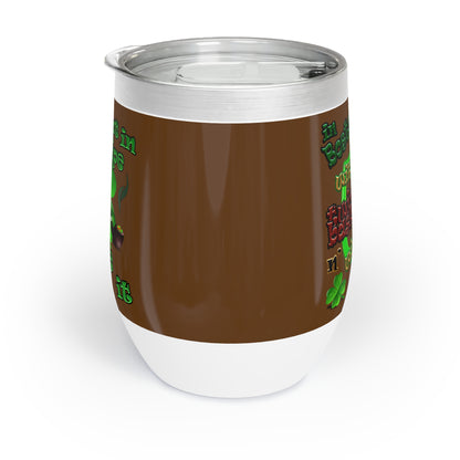 celtics logo - Chill Wine Tumbler (brown)