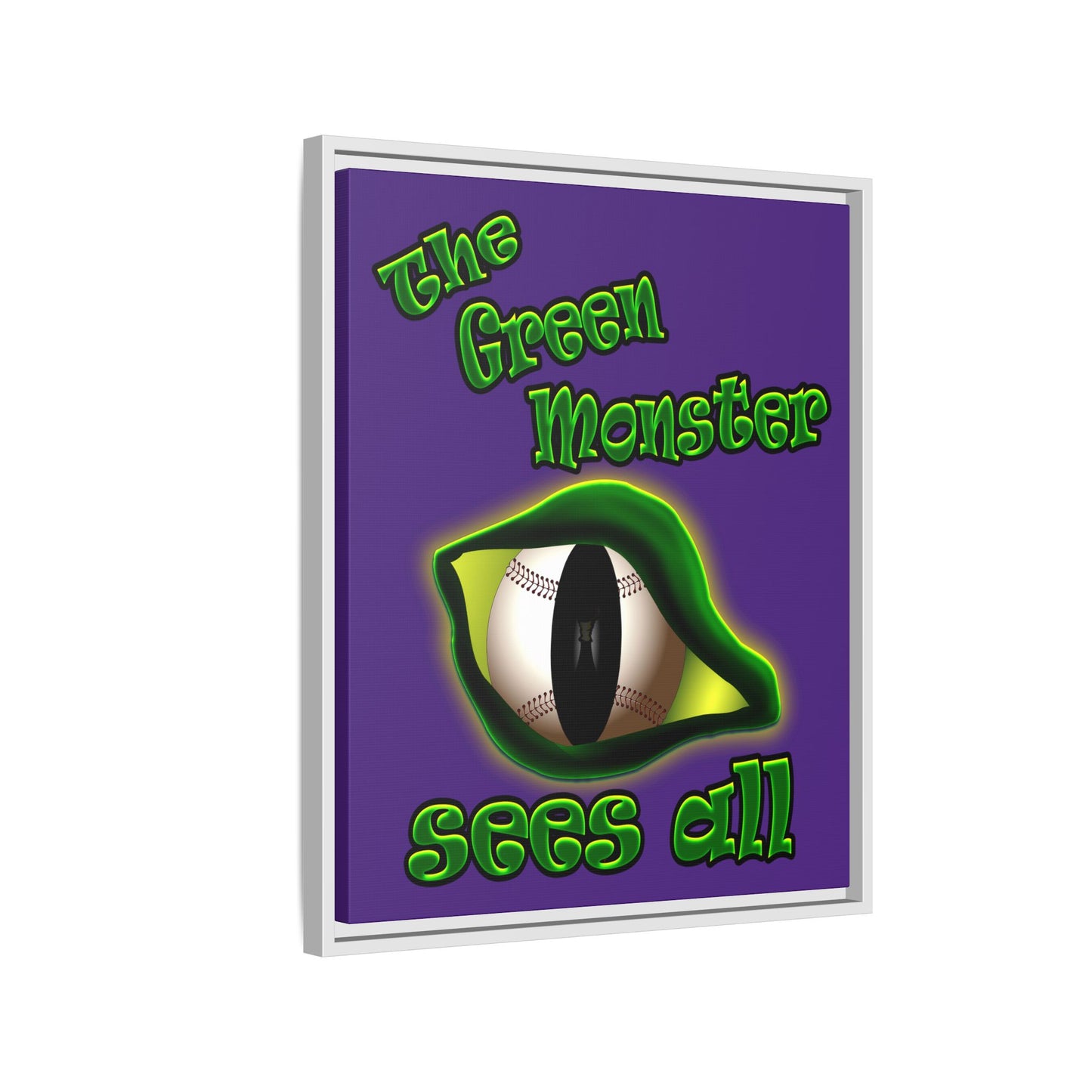 green monster - framed canvas art (purple)