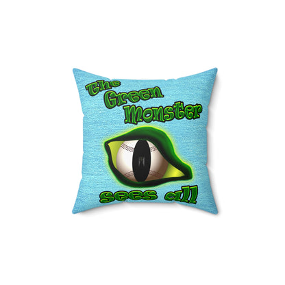 green monster - Spun Polyester Square Pillow - (faded blue)