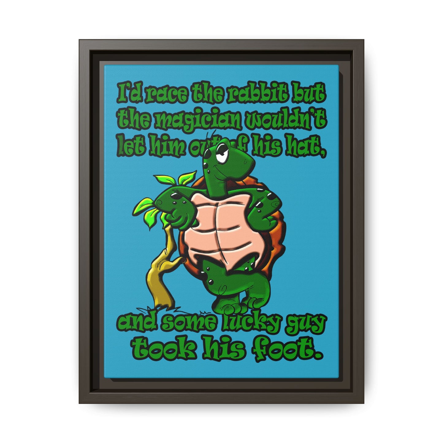 turtle race - framed canvas art (turquoise)