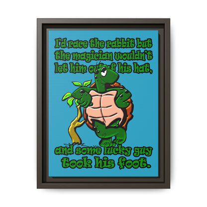 turtle race - framed canvas art (turquoise)