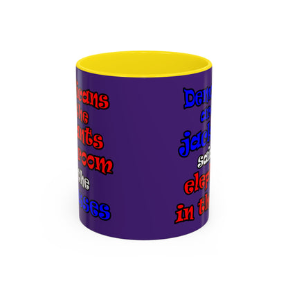 donkeys and elephants - Accent Mug (purple)