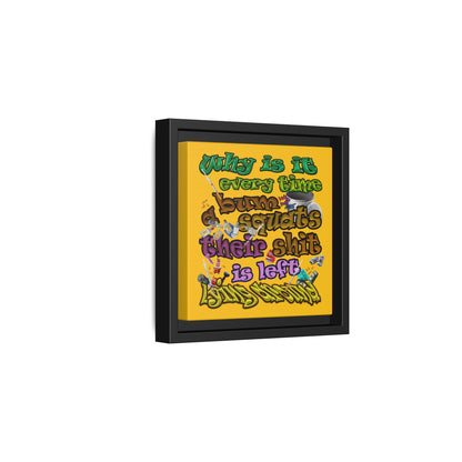 the bum's shit - framed canvas art (yellow)