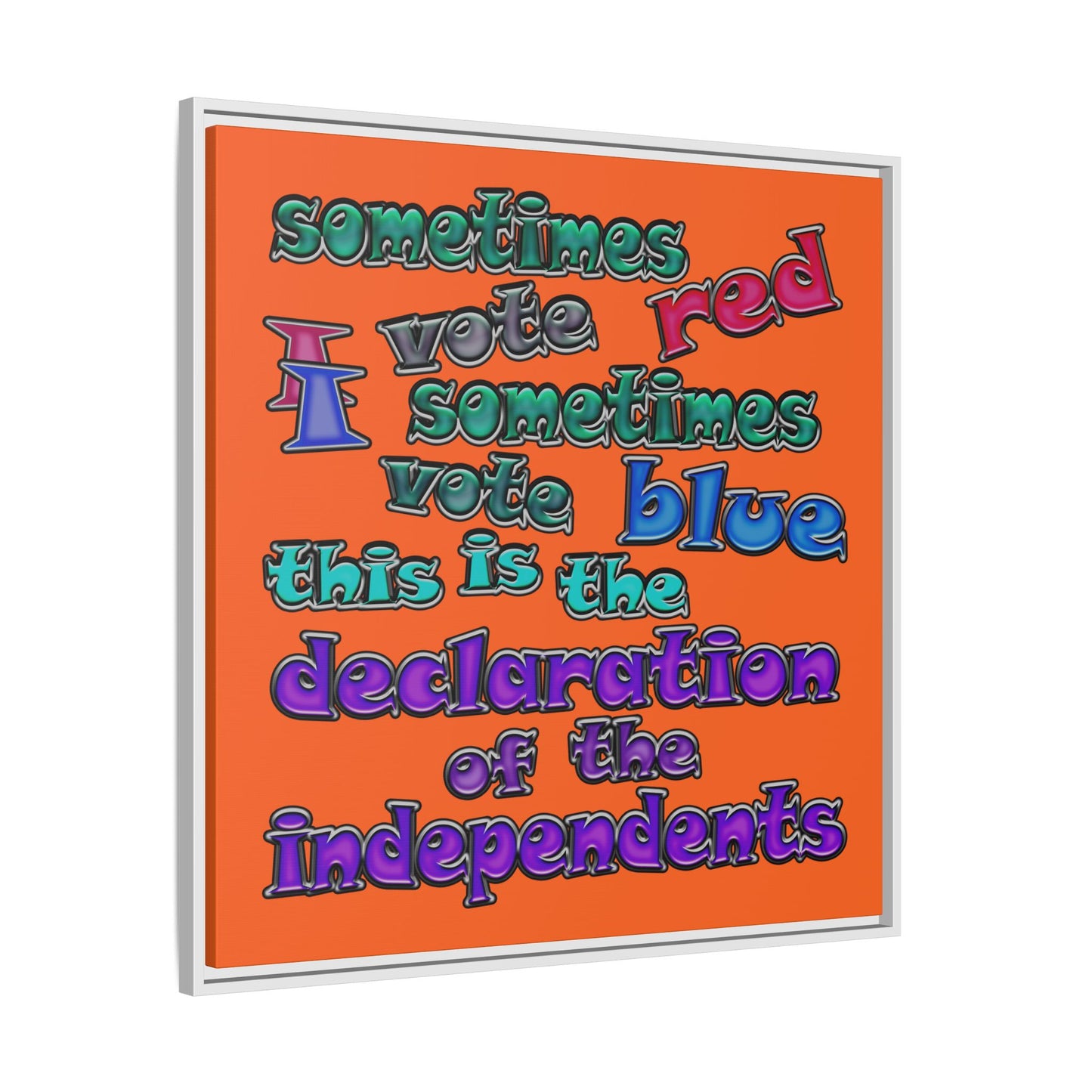 declaration of the independents - framed canvas art (orange)