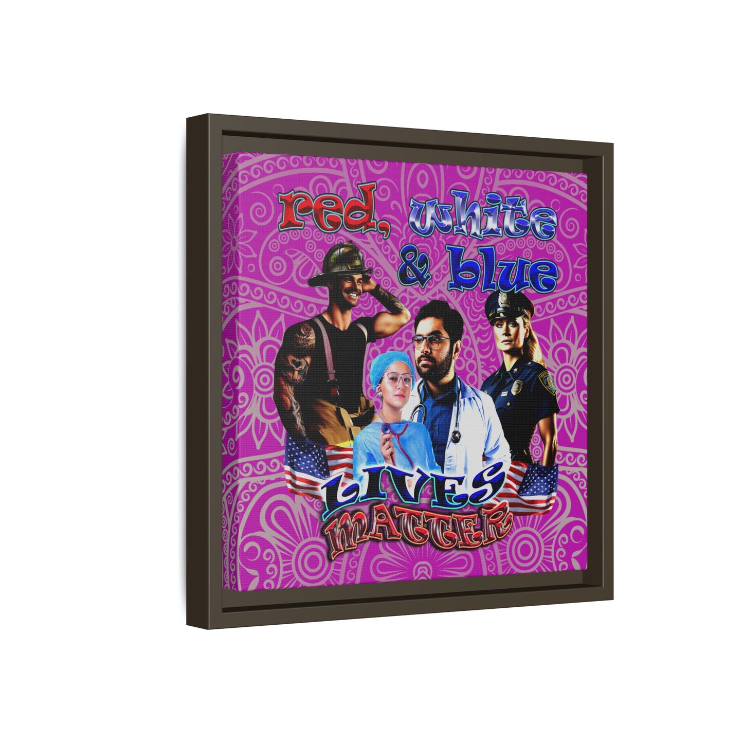 rw&b lives matter - framed canvas art (pink swirl)