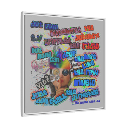 drop the beat - framed canvas art (light grey)
