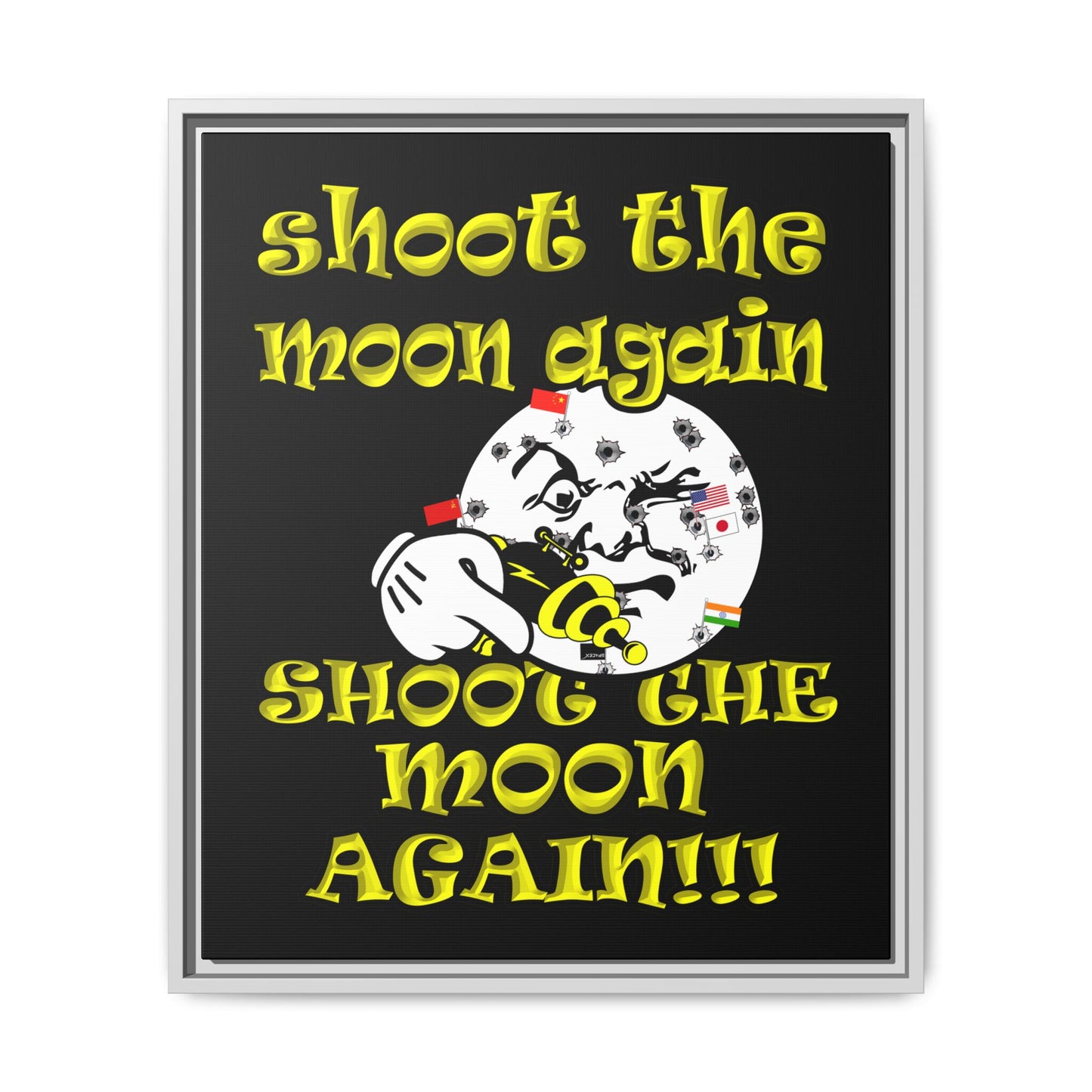 shoot the moon again - framed canvas art (black)