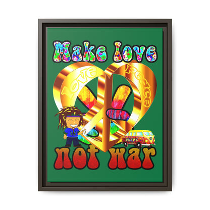 love peace - framed canvas art (dark green)