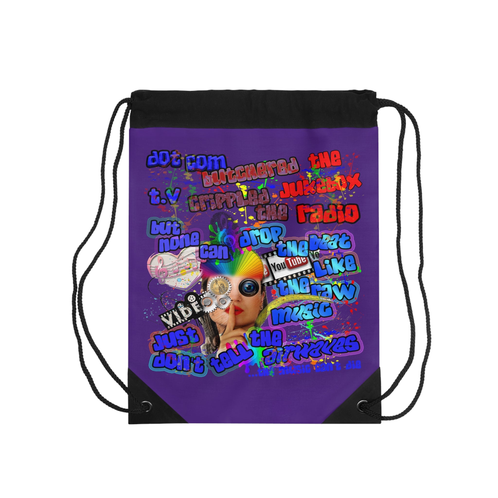 drop the beat - Drawstring Bag (purple)