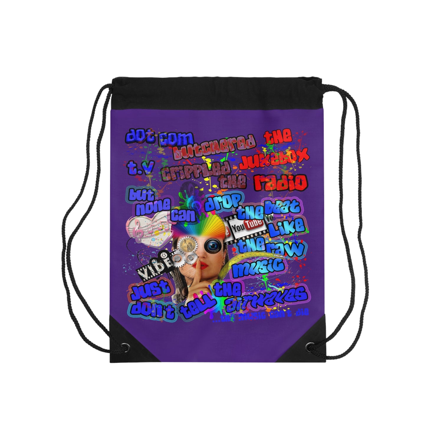 drop the beat - Drawstring Bag (purple)