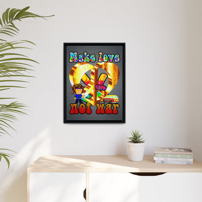 love peace - framed canvas art (grey-light grey)